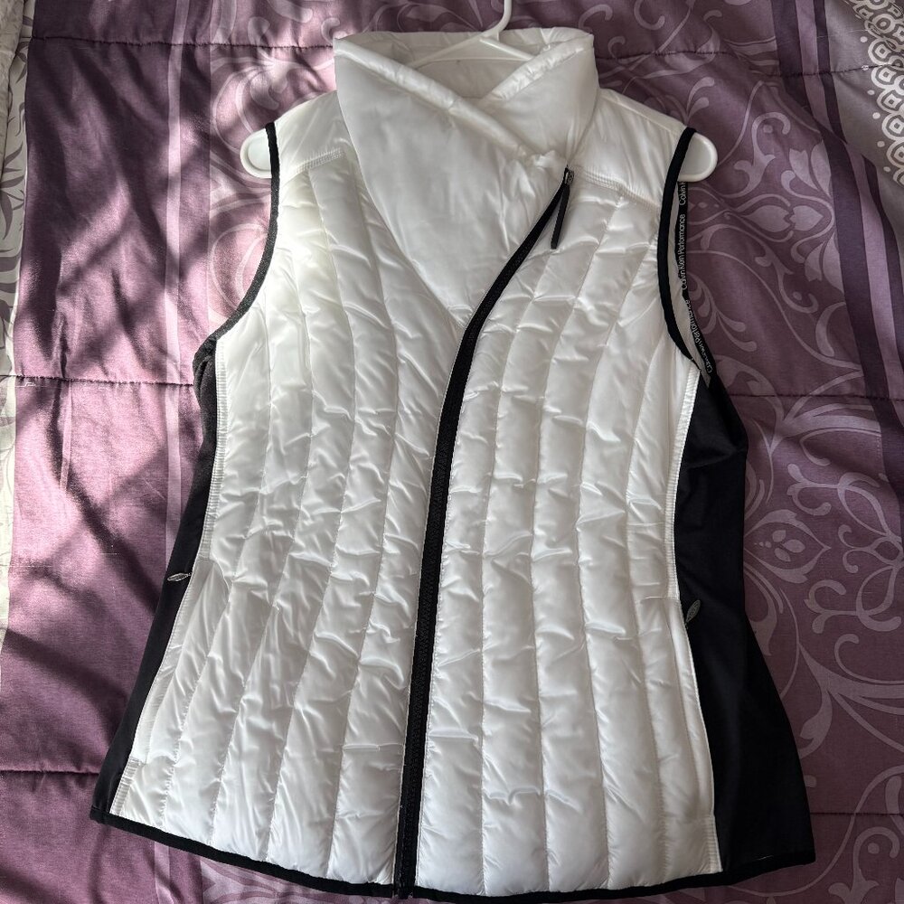 Calvin Klein Performance Sunburst Puffer Vest | Knit Sides | White & Black
